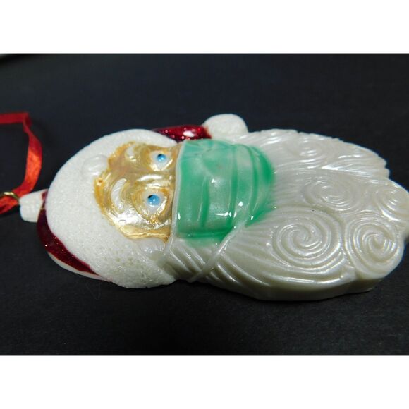 Santa Claus Head Christmas Ornament Wearing Medical Mask 3" - Picture 4 of 8